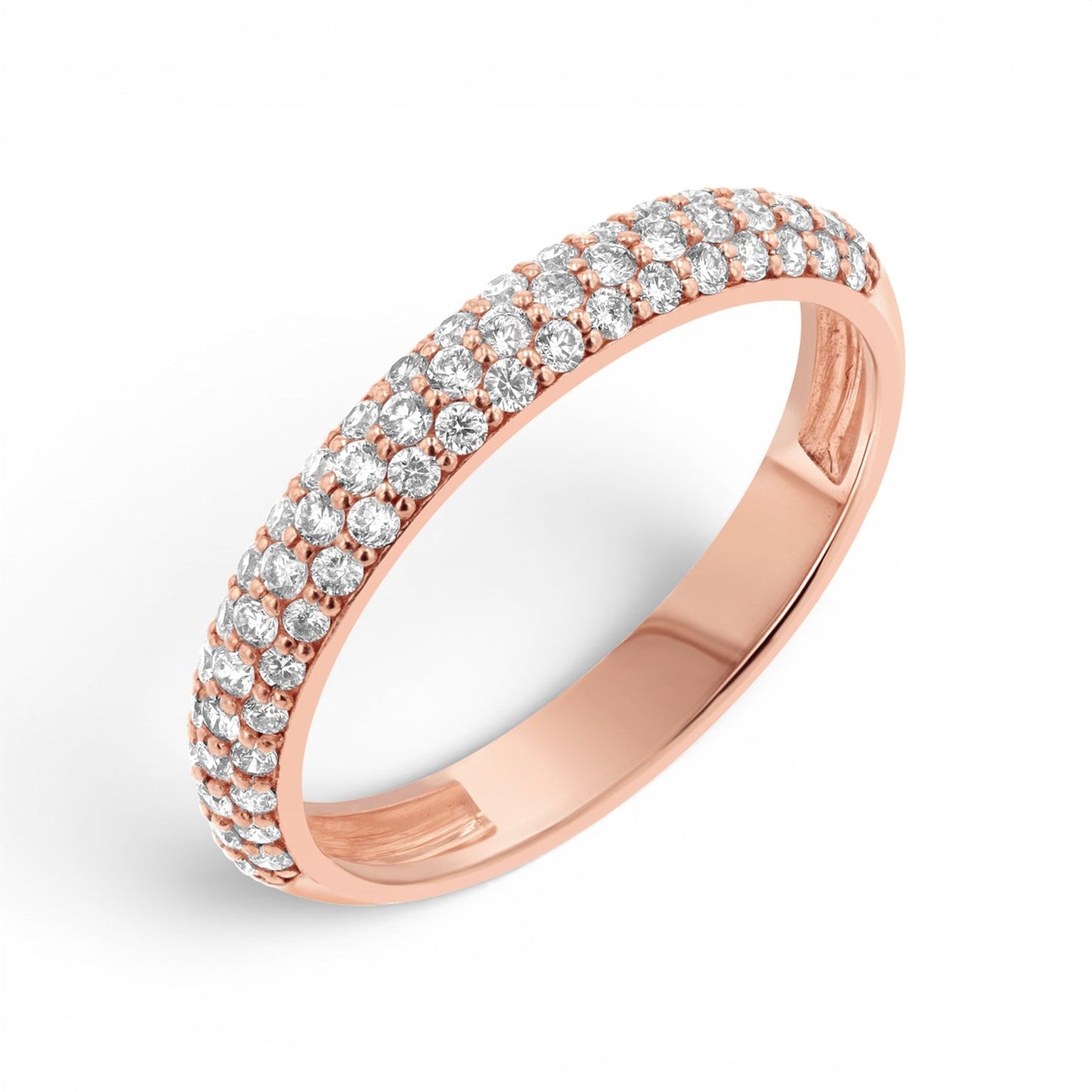 Three Row Pave Diamond Band - Lotus Diamond