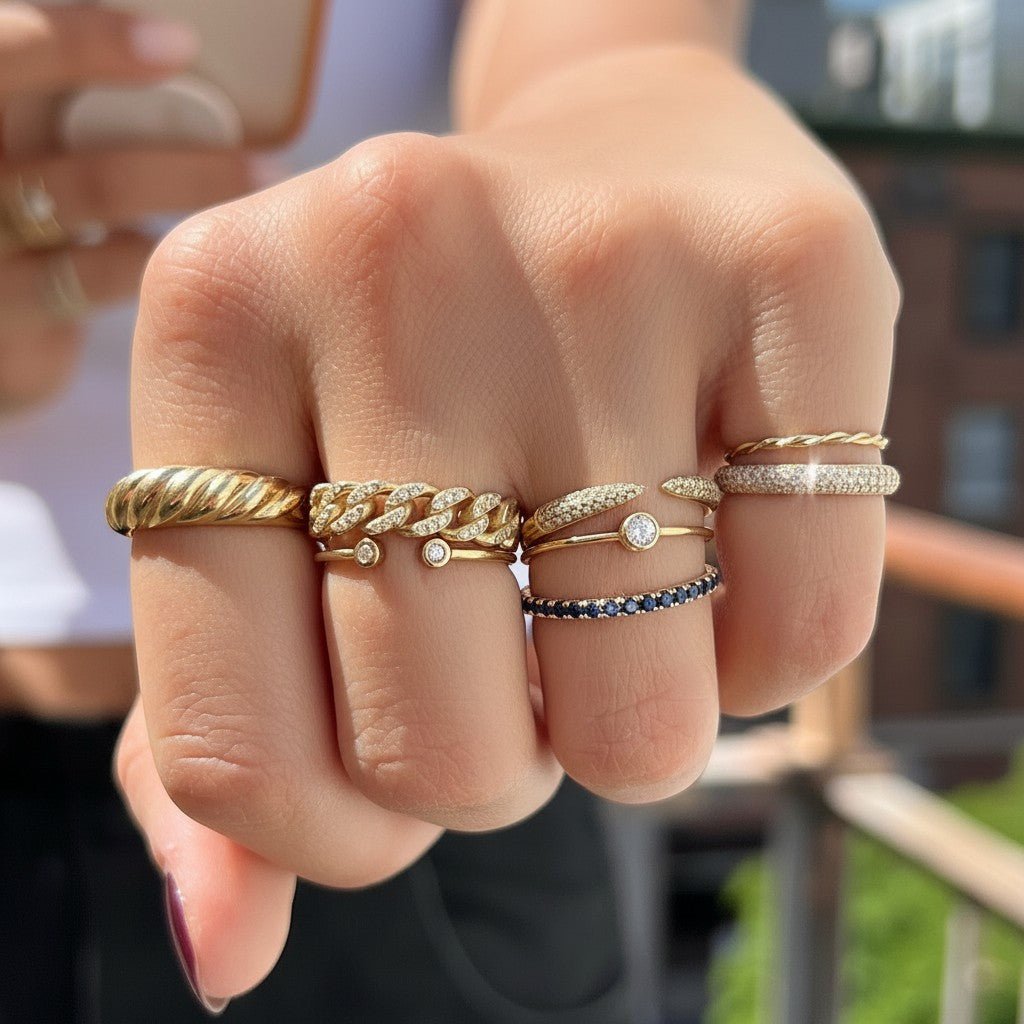 Three Row Pave Diamond Band - Lotus Diamond