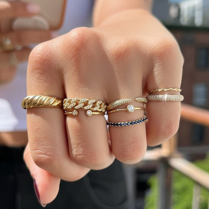 Three Row Pave Diamond Band - Lotus Diamond
