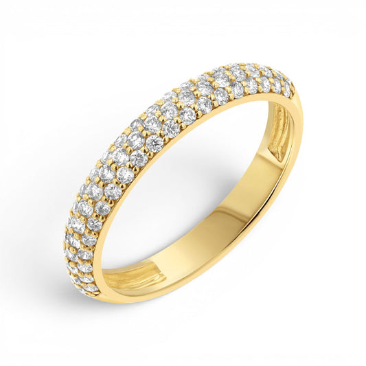 Three Row Pave Diamond Band - Lotus Diamond