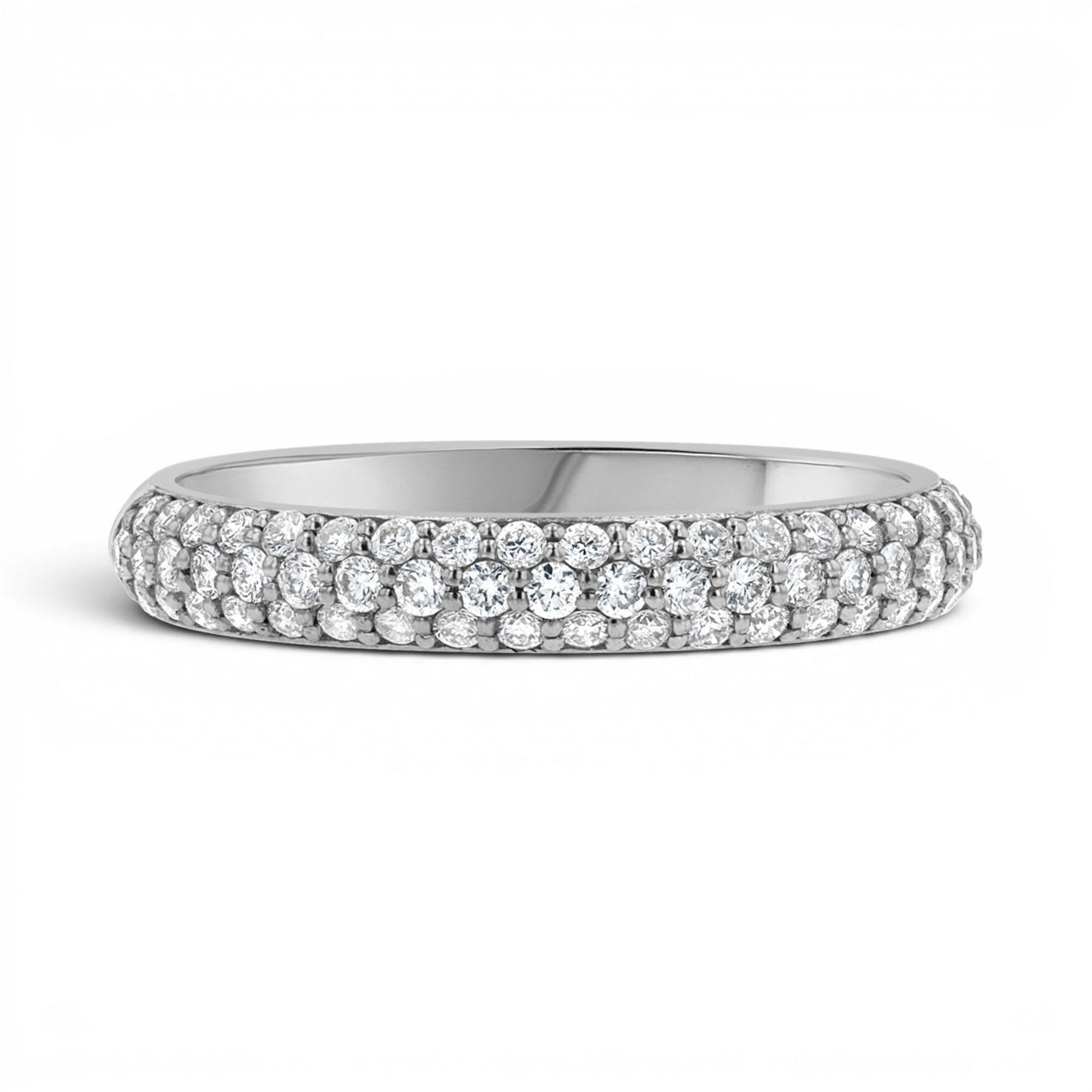 Three Row Pave Diamond Band - Lotus Diamond