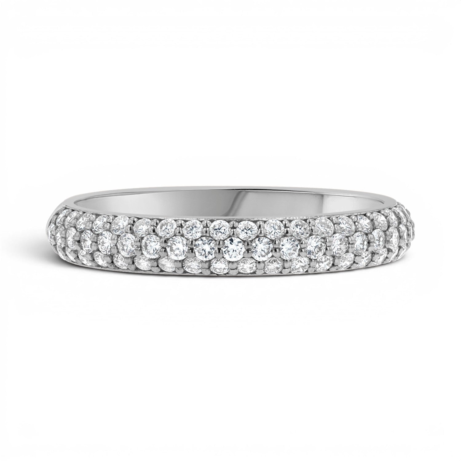 Three Row Pave Diamond Band - Lotus Diamond