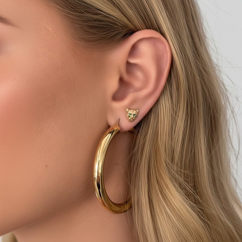Tiger Stud Earrings - Lotus Diamond