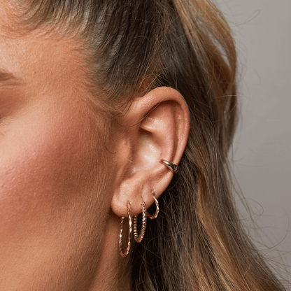 Tiny Hex Hoop Earrings - Lotus Diamond