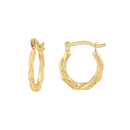 Tiny Hex Hoop Earrings - Lotus Diamond