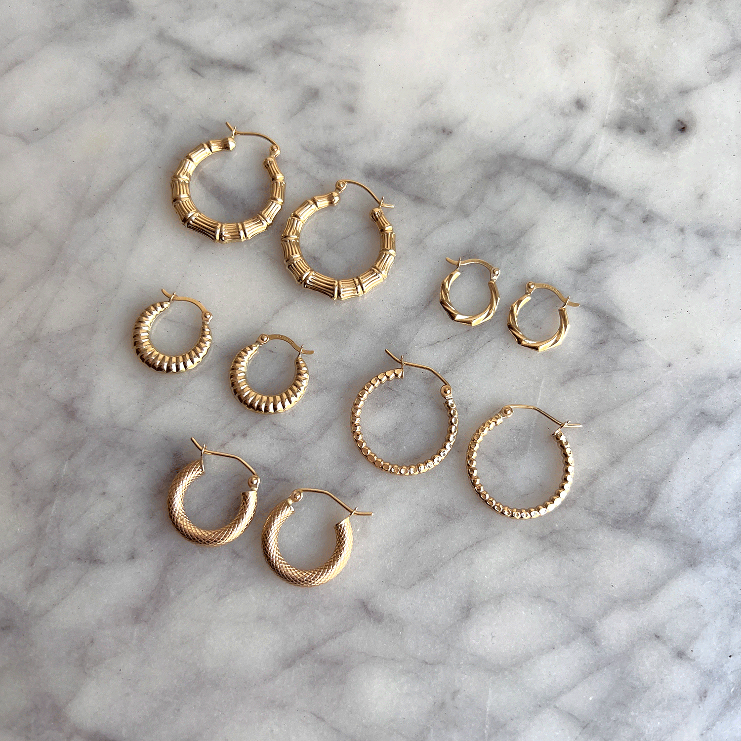 Tiny Hex Hoop Earrings - Lotus Diamond