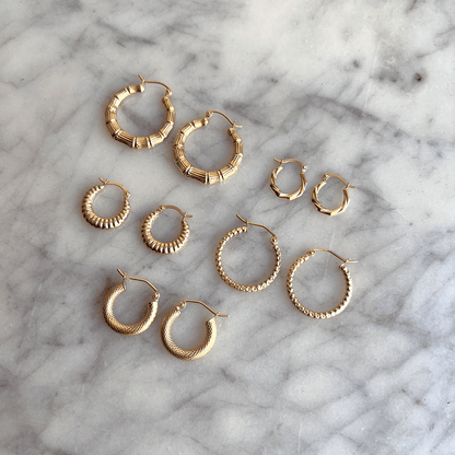 Tiny Hex Hoop Earrings - Lotus Diamond