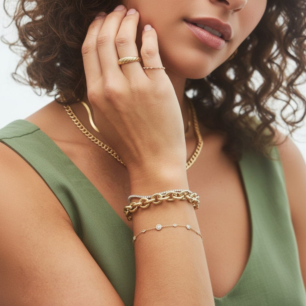 Tres Luxe Chain Bracelet - Lotus Diamond