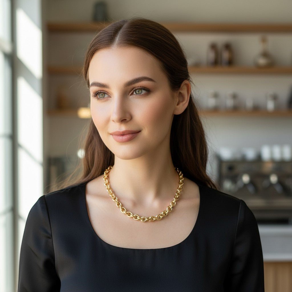 Tres Luxe Chain Necklace - Lotus Diamond