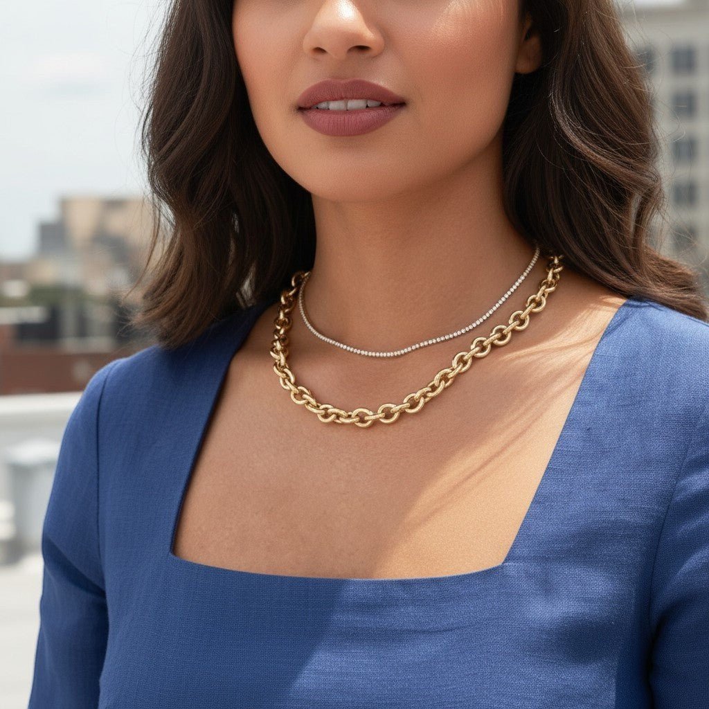 Tres Luxe Chain Necklace - Lotus Diamond