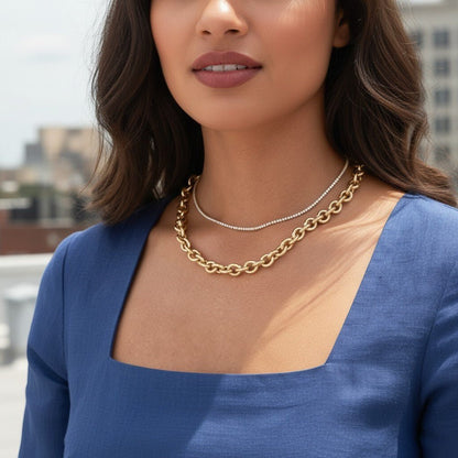 Tres Luxe Chain Necklace - Lotus Diamond