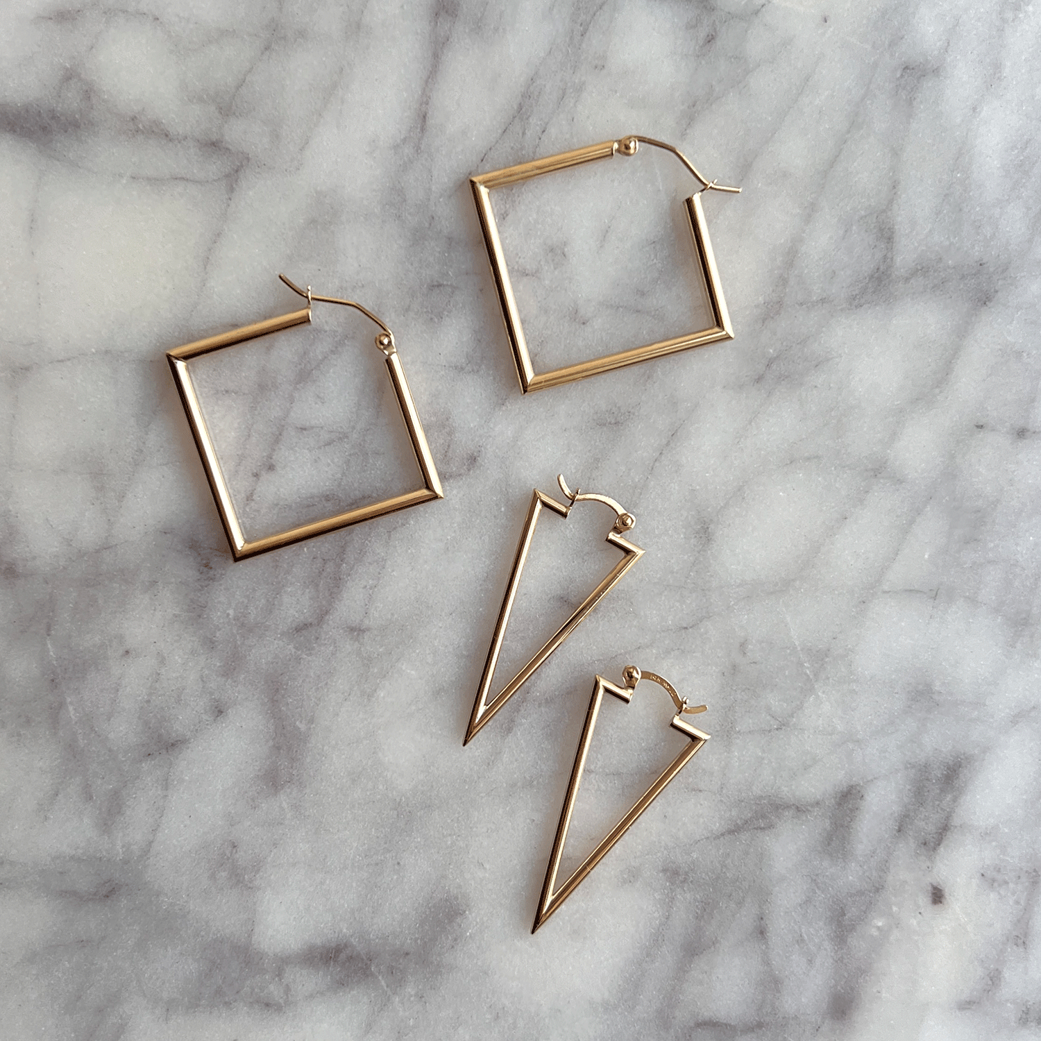 Triangle Hoop Earrings - Lotus Diamond