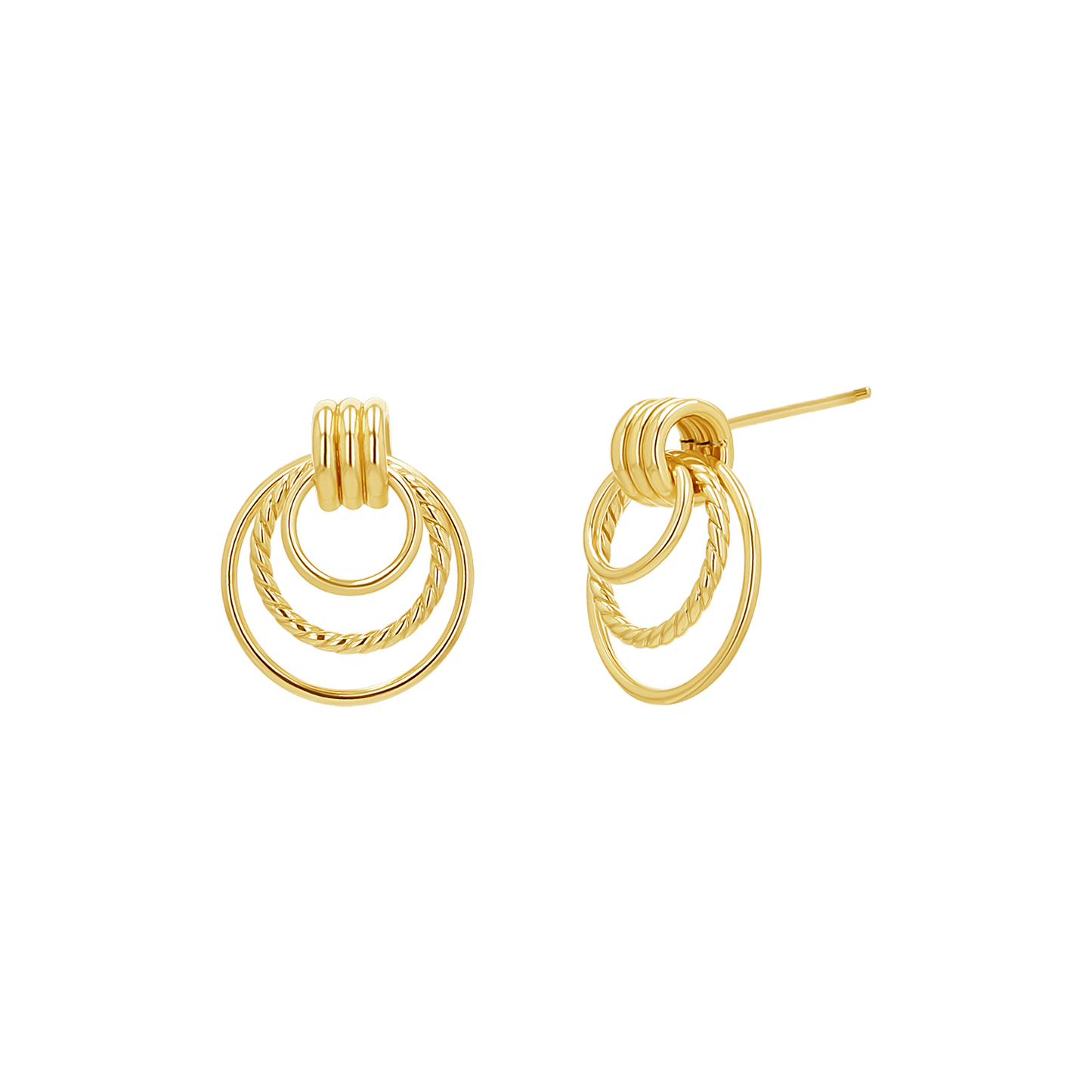 Trio Hoop Door Knocker Earrings - Lotus Diamond