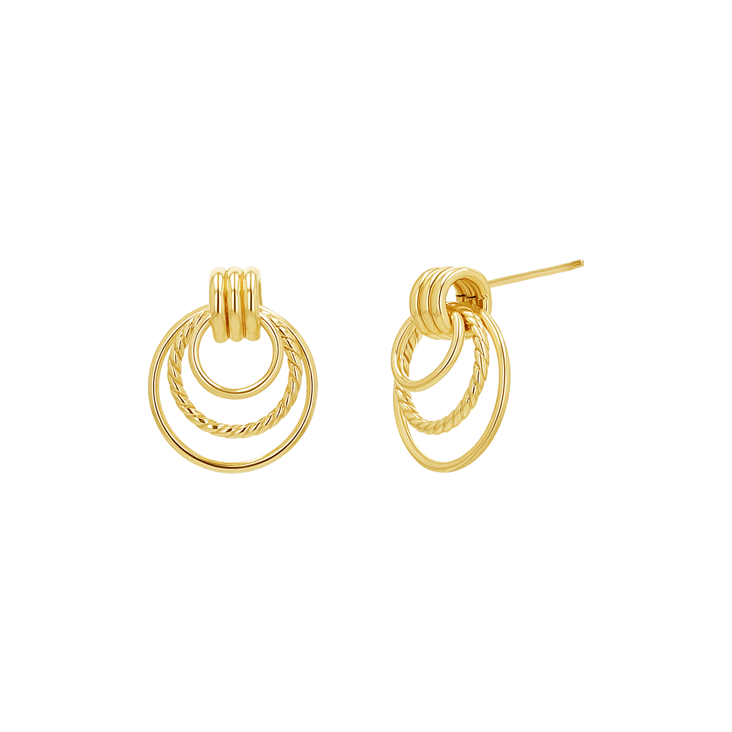 Trio Hoop Door Knocker Earrings - Lotus Diamond
