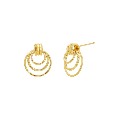 Trio Hoop Door Knocker Earrings - Lotus Diamond