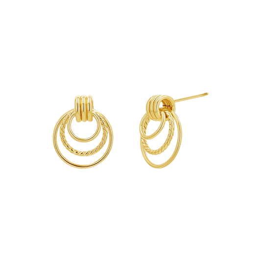 Trio Hoop Door Knocker Earrings - Lotus Diamond