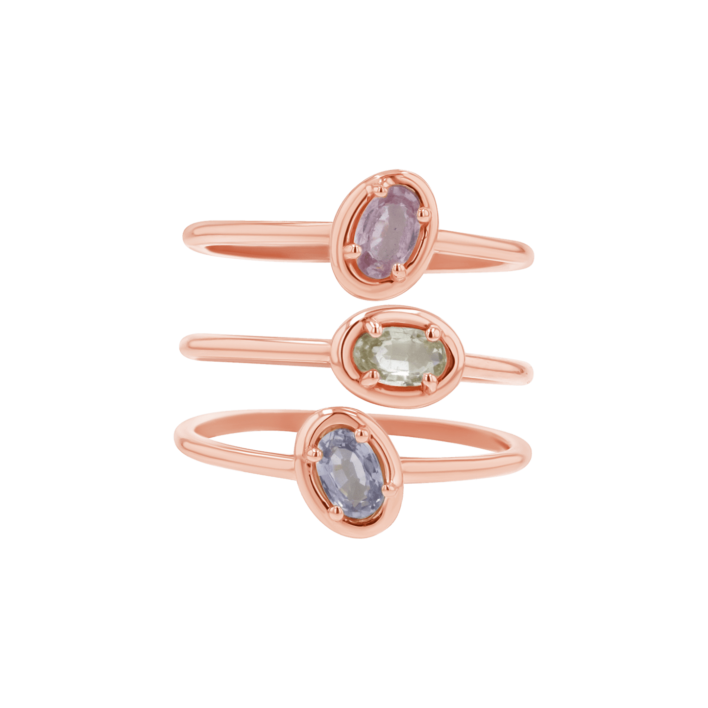 Trio Oval Sapphire Ring Set - Lotus Diamond
