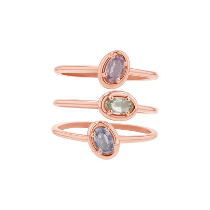 Trio Oval Sapphire Ring Set - Lotus Diamond