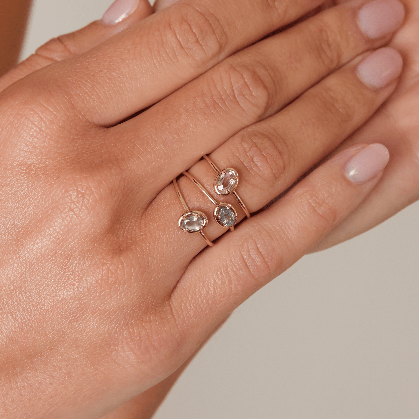 Trio Oval Sapphire Ring Set - Lotus Diamond