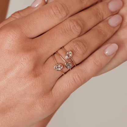 Trio Oval Sapphire Ring Set - Lotus Diamond