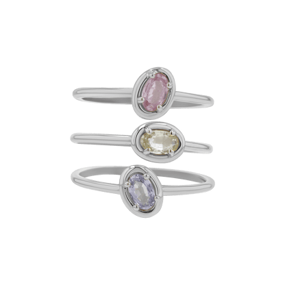 Trio Oval Sapphire Ring Set - Lotus Diamond
