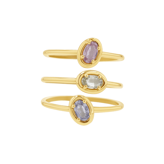 Trio Oval Sapphire Ring Set - Lotus Diamond
