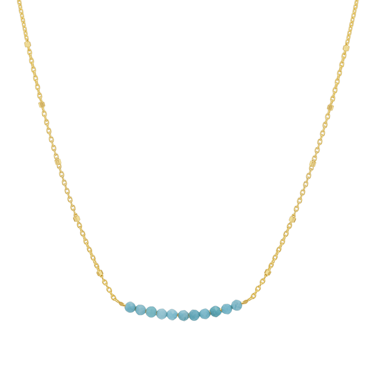 Turquoise Bead Bar Necklace - Lotus Diamond