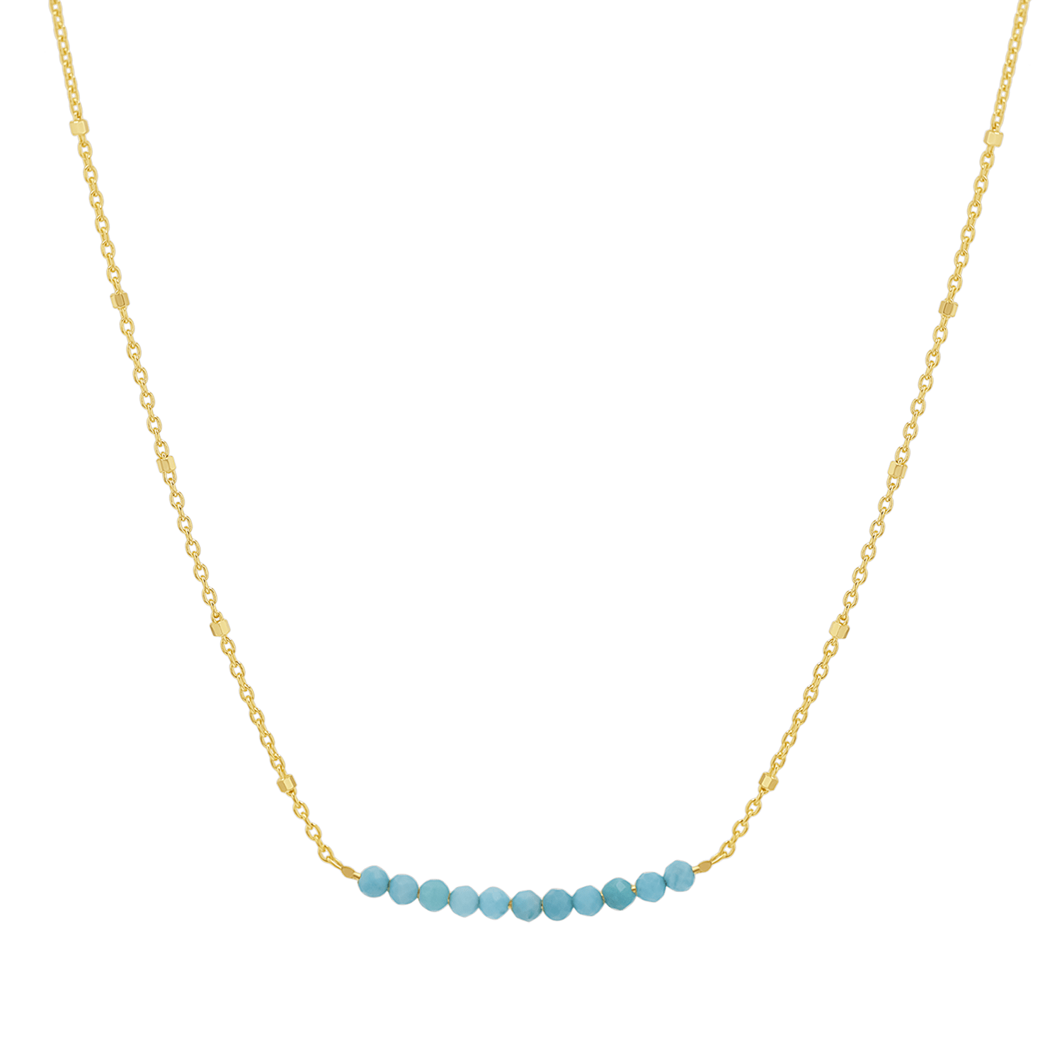 Turquoise Bead Bar Necklace - Lotus Diamond