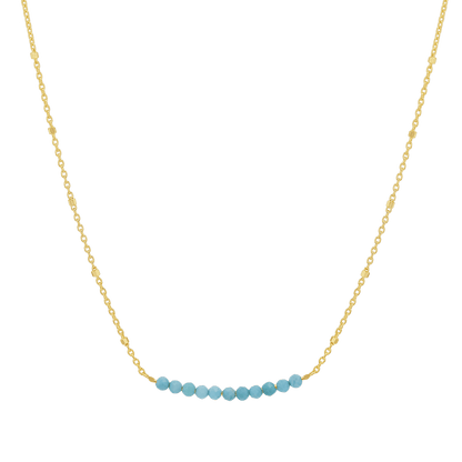 Turquoise Bead Bar Necklace - Lotus Diamond
