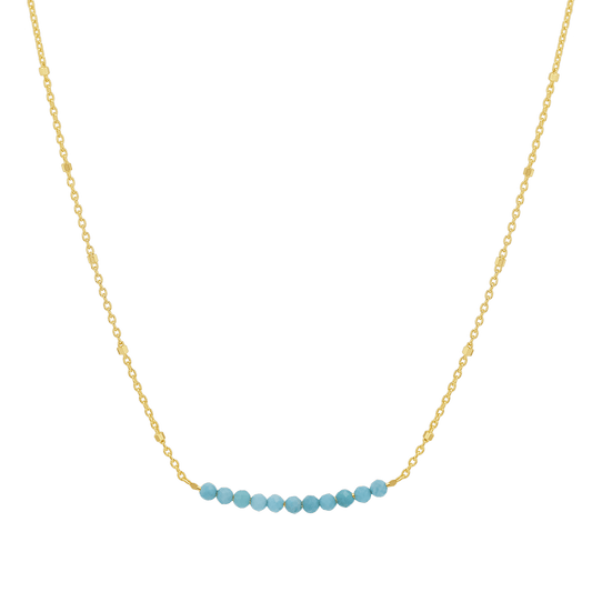 Turquoise Bead Bar Necklace - Lotus Diamond