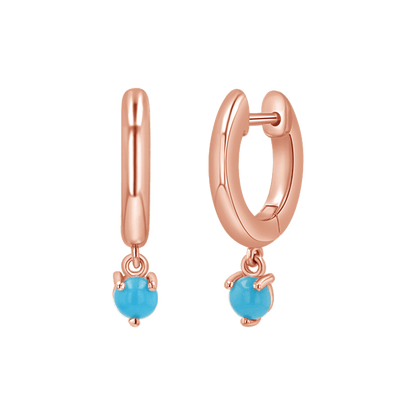 Turquoise Charm Drop Huggies - Lotus Diamond