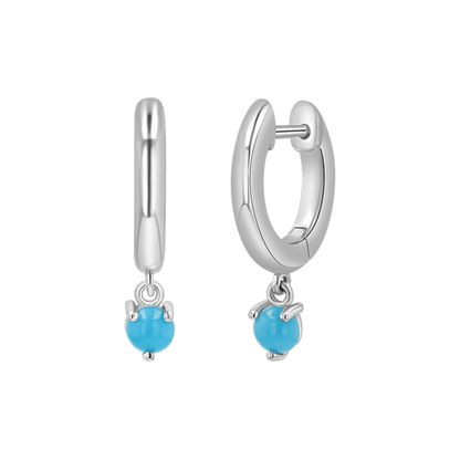 Turquoise Charm Drop Huggies - Lotus Diamond