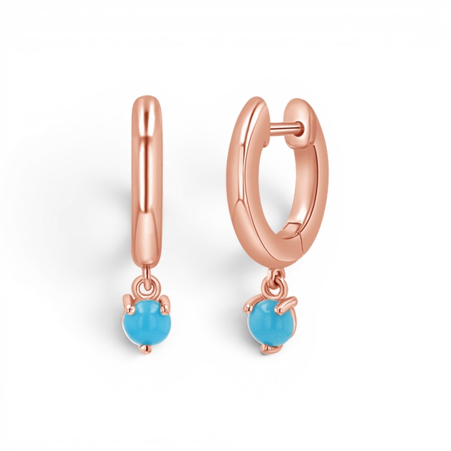 Turquoise Charm Drop Huggies - Lotus Diamond