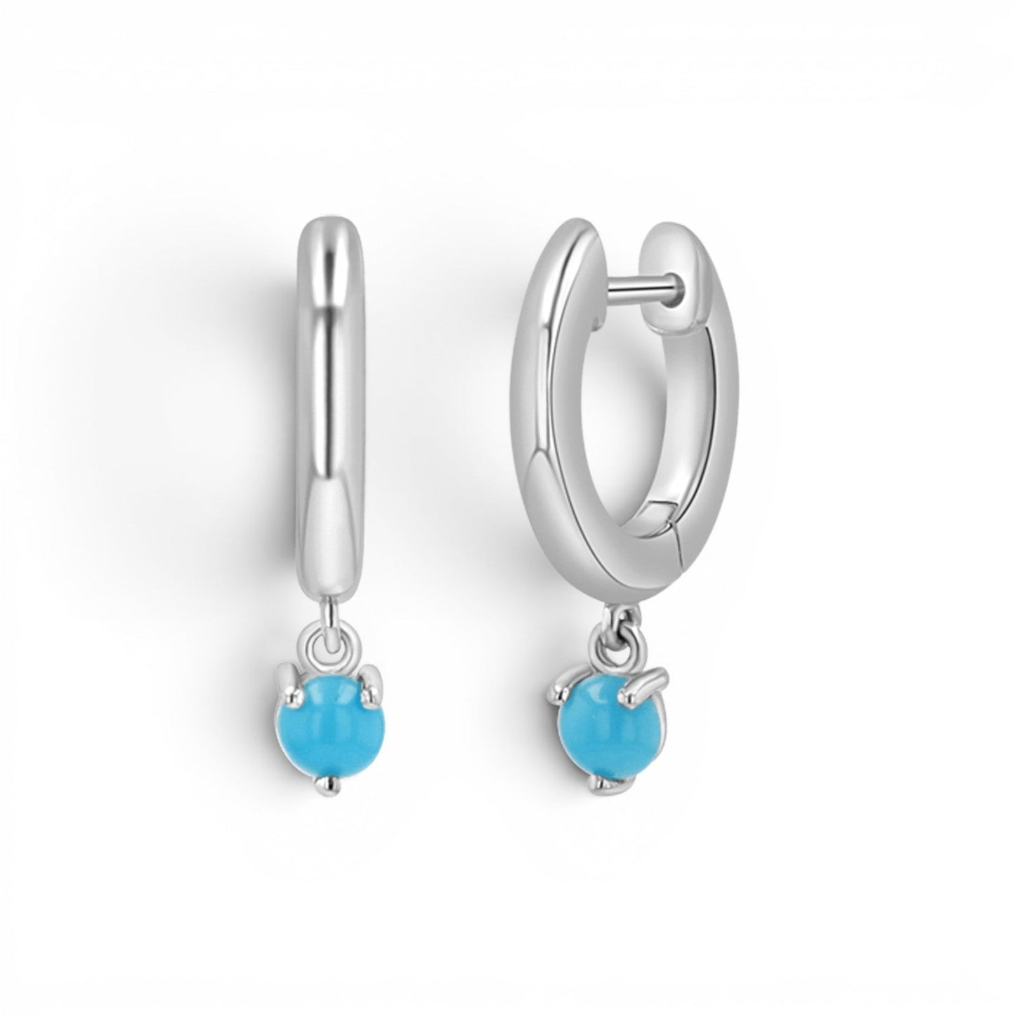Turquoise Charm Drop Huggies - Lotus Diamond