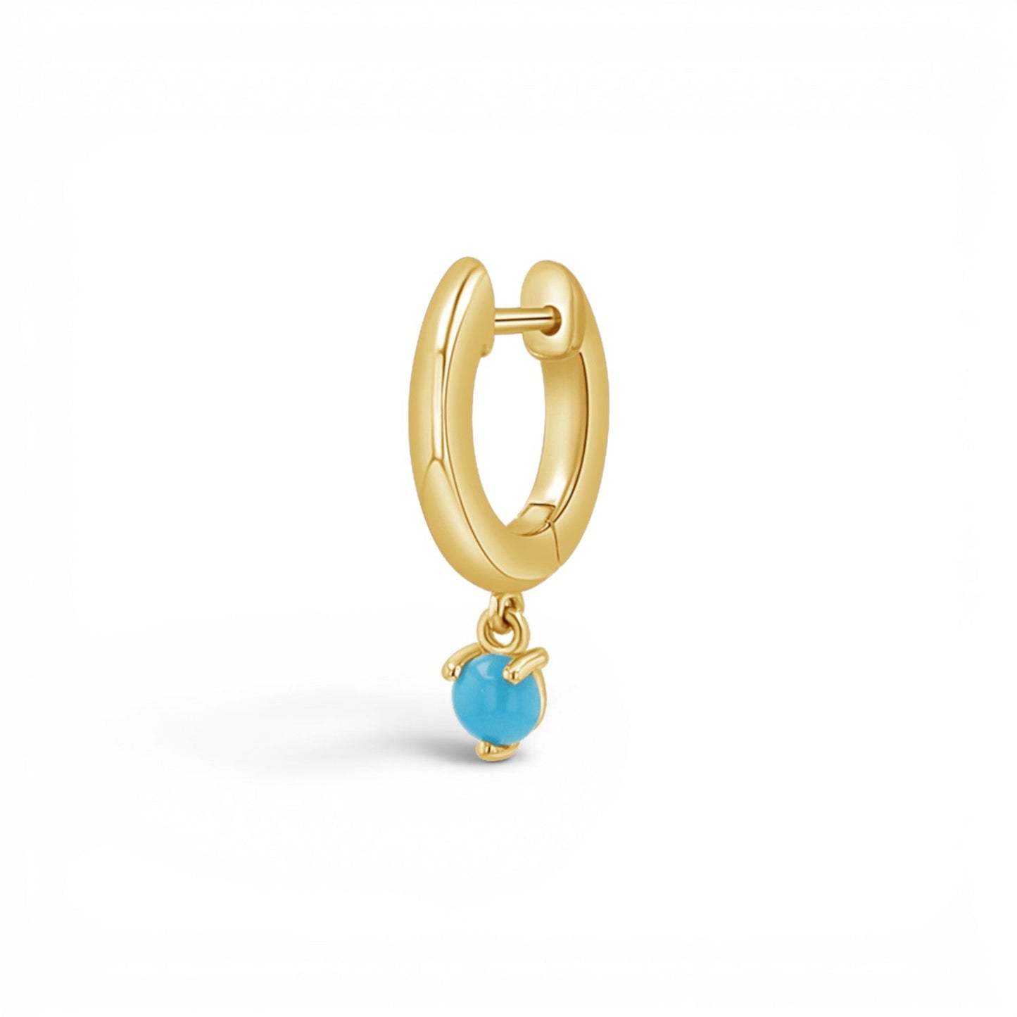 Turquoise Charm Drop Huggies - Lotus Diamond