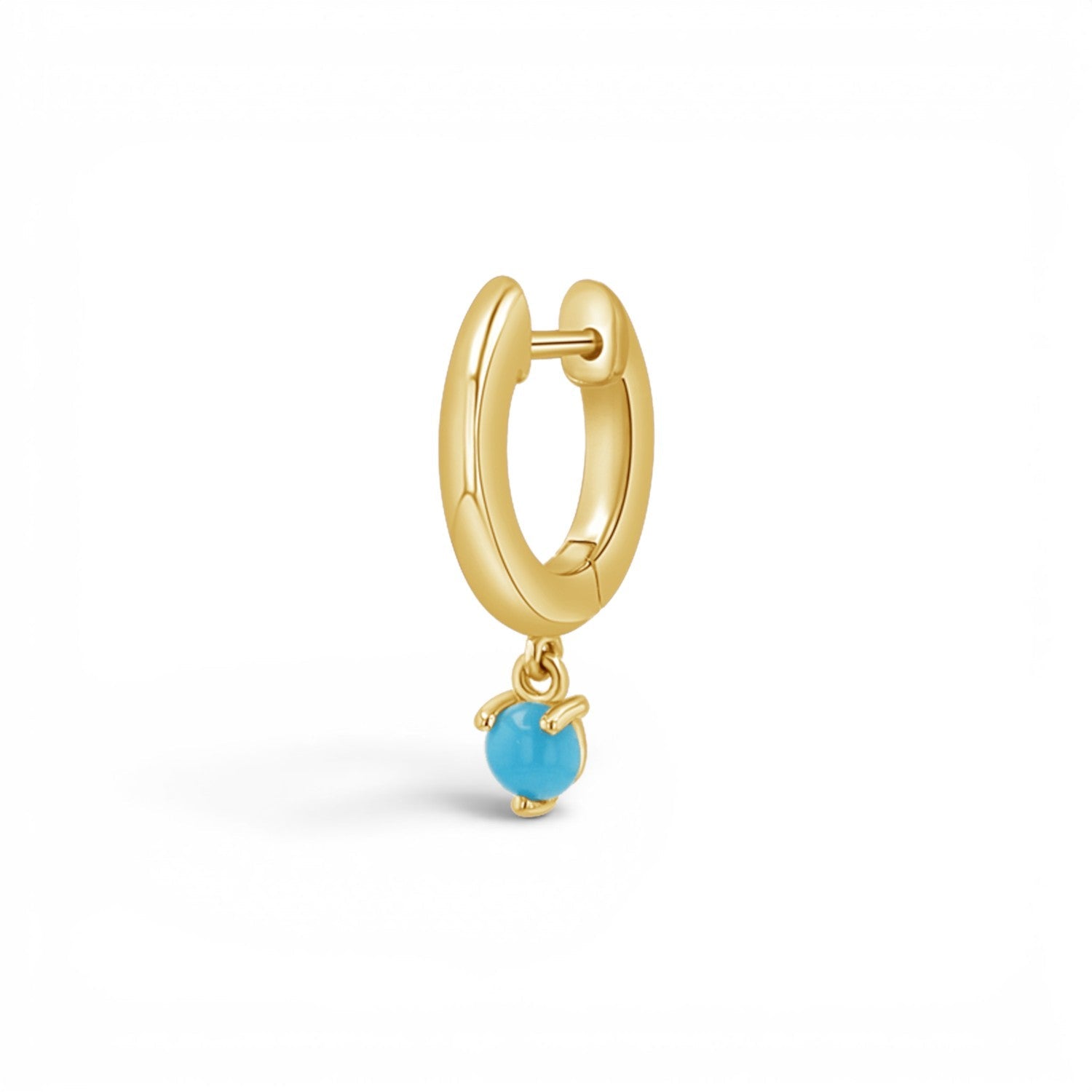 Turquoise Charm Drop Huggies - Lotus Diamond