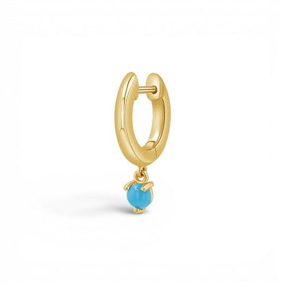 Turquoise Charm Drop Huggies - Lotus Diamond