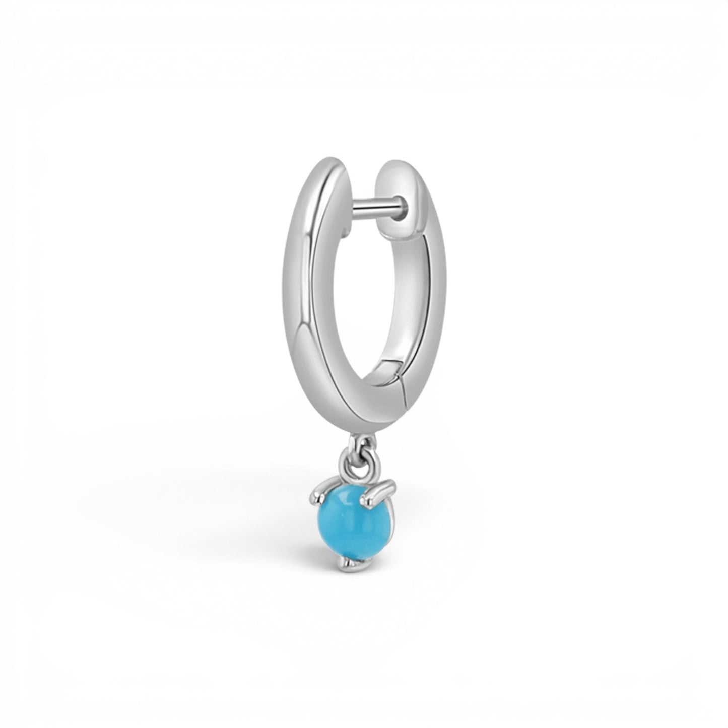 Turquoise Charm Drop Huggies - Lotus Diamond
