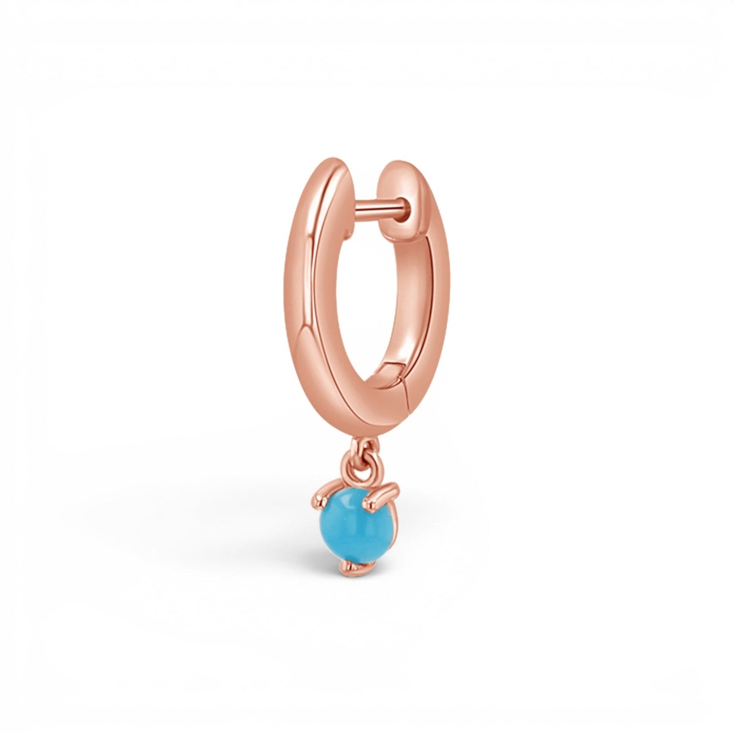 Turquoise Charm Drop Huggies - Lotus Diamond