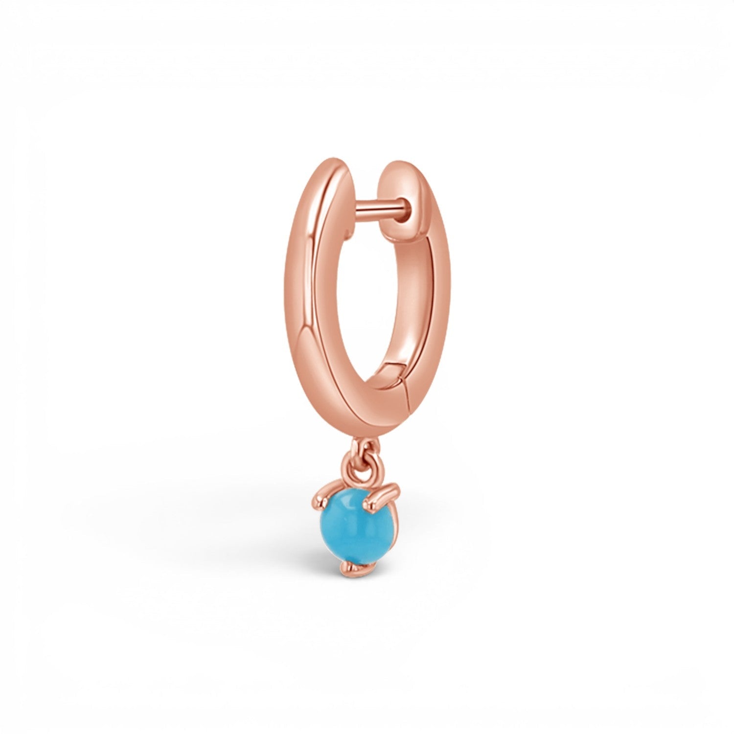 Turquoise Charm Drop Huggies - Lotus Diamond