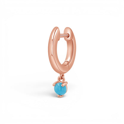 Turquoise Charm Drop Huggies - Lotus Diamond