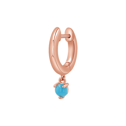 Turquoise Charm Drop Huggies - Lotus Diamond