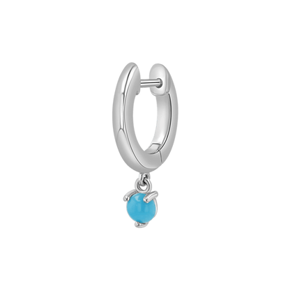 Turquoise Charm Drop Huggies - Lotus Diamond