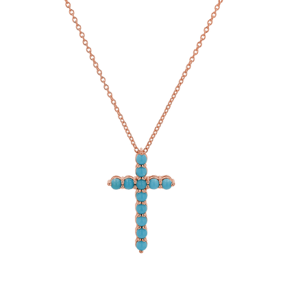 Turquoise Cross Necklace - Lotus Diamond