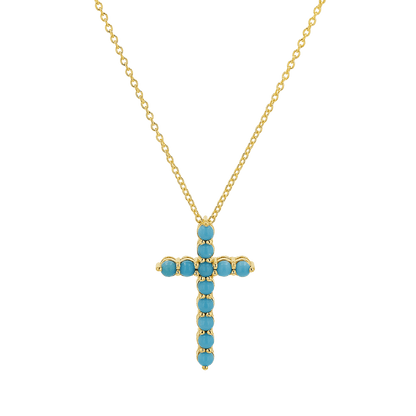 Turquoise Cross Necklace - Lotus Diamond