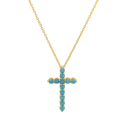 Turquoise Cross Necklace - Lotus Diamond