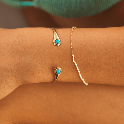 Turquoise Cuff Bracelet - Lotus Diamond