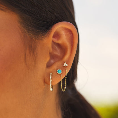 Turquoise & Diamond Duo Drop Earring - Lotus Diamond