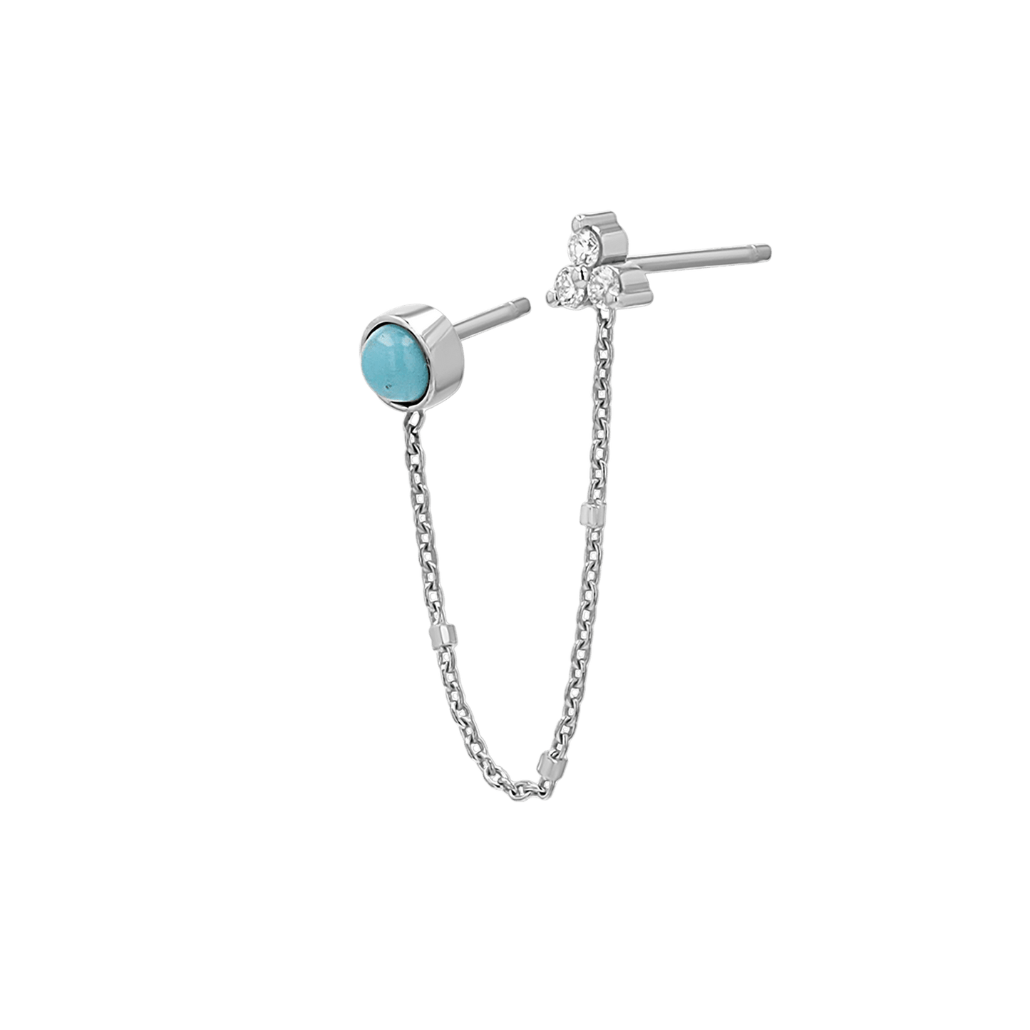 Turquoise & Diamond Duo Drop Earring - Lotus Diamond