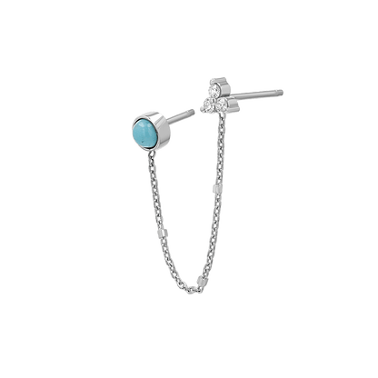 Turquoise & Diamond Duo Drop Earring - Lotus Diamond